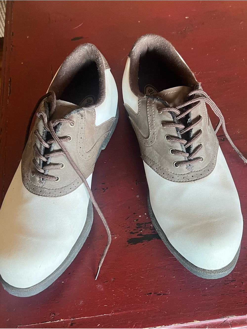 Men's Two-Tone Oxford Derby Shoes - White and Brown
